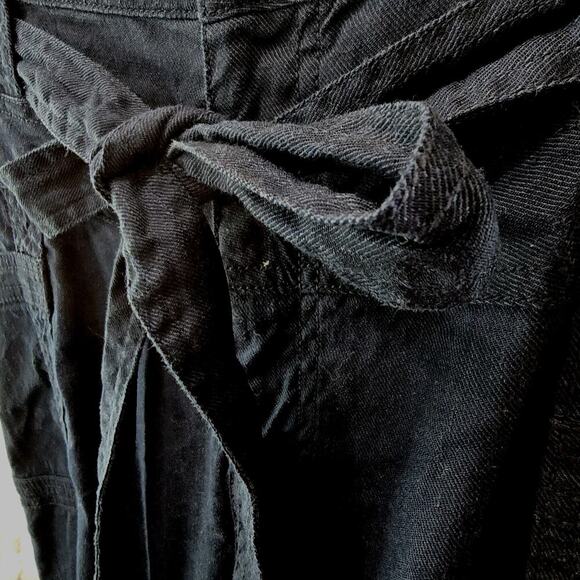 Anthropologie Pants Womens 27 Blue Linen Wide Leg High Rise Navy Tie Chambray - Picture 10 of 12